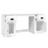 Elegant High Gloss White Desk with Cabinet - Hipomarket UK