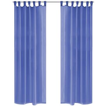 Buy Royal Blue Voile Curtains 140x245 cm - 2 Pcs