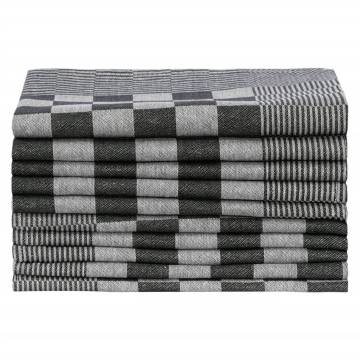 Kitchen Towels 10 pcs Black & White - 100% Cotton 50x70 cm