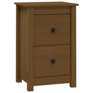 Elegant Honey Brown Bedside Cabinet in Solid Pine Wood