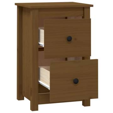 Elegant Honey Brown Bedside Cabinet in Solid Pine Wood