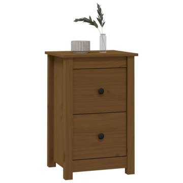 Elegant Honey Brown Bedside Cabinet in Solid Pine Wood