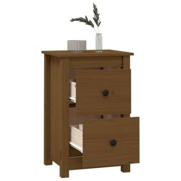 Elegant Honey Brown Bedside Cabinet in Solid Pine Wood