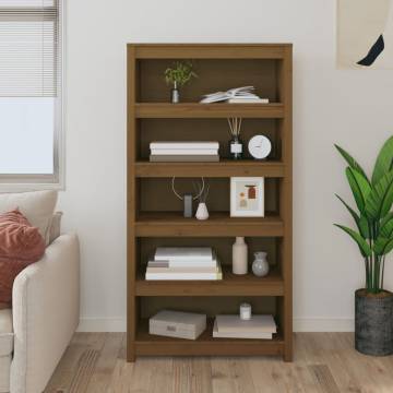 Book Cabinet Honey Brown | Solid Wood Pine - 80x35x154 cm