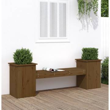 Planter Bench Honey Brown - 2-in-1 Solid Wood Pine Furniture