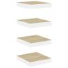 Floating Wall Shelves - Oak & White | 4 pcs 23x23.5 cm