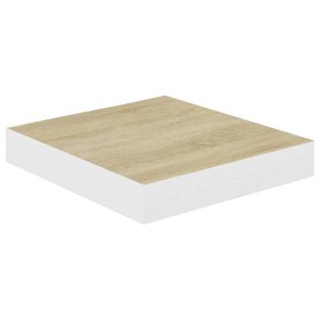 Floating Wall Shelves - Oak & White | 4 pcs 23x23.5 cm