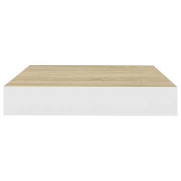 Floating Wall Shelves - Oak & White | 4 pcs 23x23.5 cm