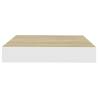 Floating Wall Shelves - Oak & White | 4 pcs 23x23.5 cm