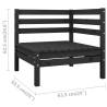 Garden Corner Sofa - Black Solid Wood Pine | HipoMarket