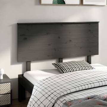 Stylish Grey Bed Headboard - Solid Pine Wood 144x6x82.5 cm