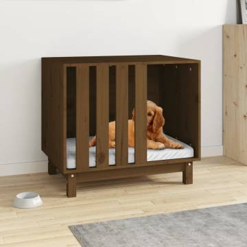 Comfortable Dog House in Honey Brown - Solid Pine Wood