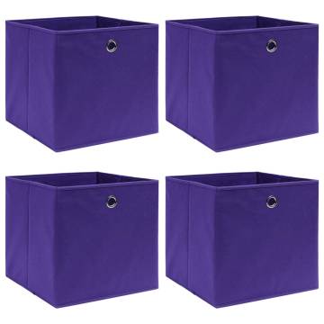 Stylish Purple Storage Boxes - 4 pcs Non-woven Fabric