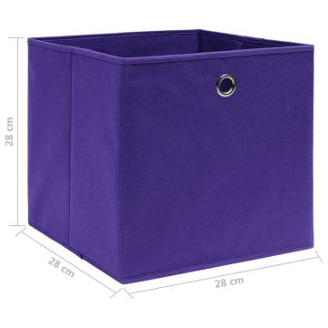 Stylish Purple Storage Boxes - 4 pcs Non-woven Fabric