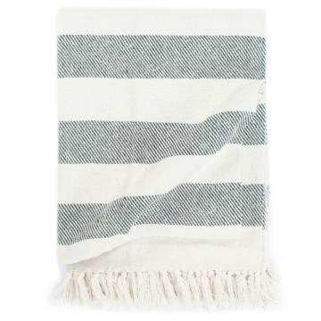 Soft Cotton Stripe Throw - Dark Green 220x250 cm