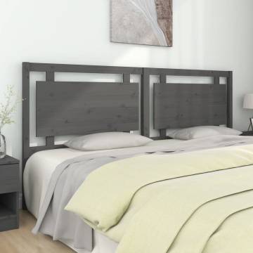 Grey Bed Headboard - Solid Pine Wood - 205.5x4x100 cm