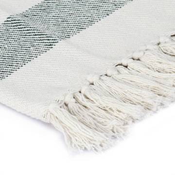 Soft Cotton Stripe Throw - Dark Green 220x250 cm