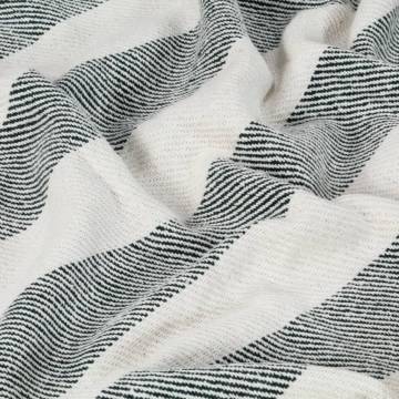 Soft Cotton Stripe Throw - Dark Green 220x250 cm