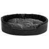 Luxury Dog Bed in Black & Dark Grey - Plush & Faux Leather