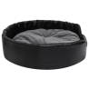 Luxury Dog Bed in Black & Dark Grey - Plush & Faux Leather