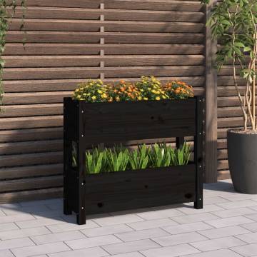 Planter Black 77x25x66 cm - Solid Pine Wood | HipoMarket