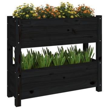 Planter Black 77x25x66 cm - Solid Pine Wood | HipoMarket