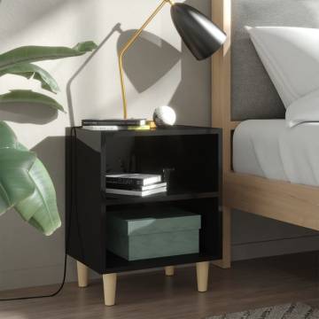 Scandinavian Bed Cabinet - High Gloss Black | 40x30x50cm