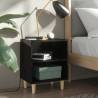 Bed Cabinet with Solid Wood Legs High Gloss Black 40x30x50cm Colour high gloss black Quantity in Package 1 