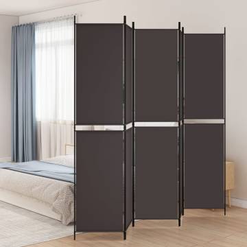 5-Panel Room Divider Brown - 250x220 cm Fabric | HipoMarket