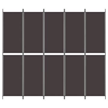 5-Panel Room Divider Brown - 250x220 cm Fabric | HipoMarket