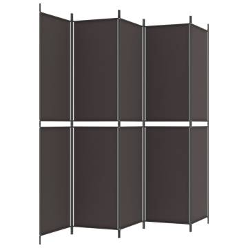 5-Panel Room Divider Brown - 250x220 cm Fabric | HipoMarket