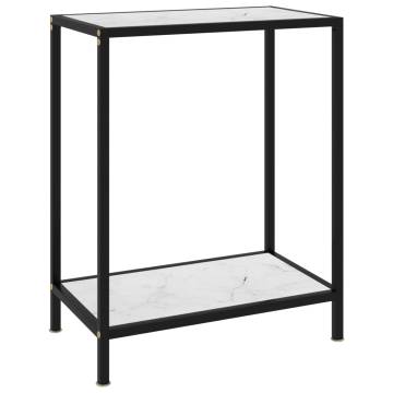 Stylish White Console Table - 60x35x75 cm Tempered Glass