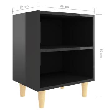 Scandinavian Bed Cabinet - High Gloss Black | 40x30x50cm