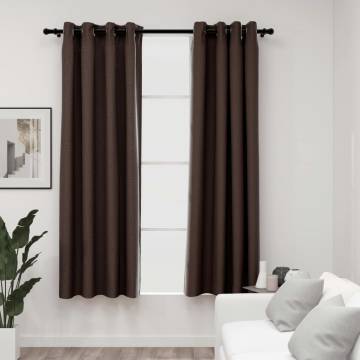 Linen-Look Blackout Curtains - 2pcs Taupe 140x175cm