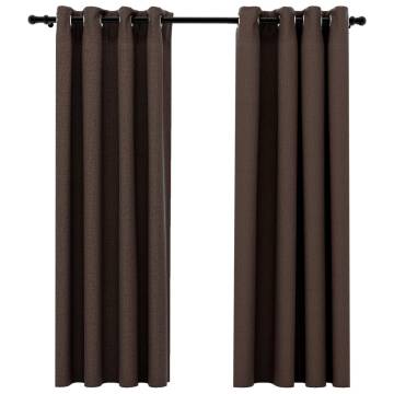 Linen-Look Blackout Curtains - 2pcs Taupe 140x175cm