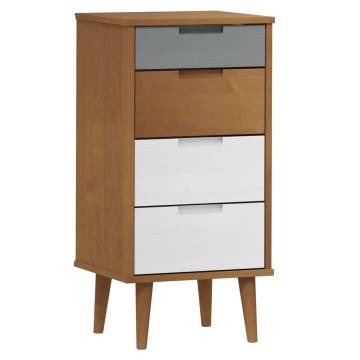 Drawer Cabinet MOLDE Brown | Solid Pine, Classic Scandinavian Style