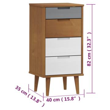 Drawer Cabinet MOLDE Brown | Solid Pine, Classic Scandinavian Style