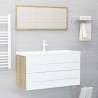 2 Piece Bathroom Furniture Set White and Sonoma Oak Engineered Wood Colour white and sonoma oak Number of 1 Number of Pieces 