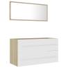 2 Piece Bathroom Furniture Set in White & Sonoma Oak