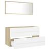 2 Piece Bathroom Furniture Set in White & Sonoma Oak