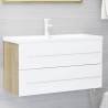 2 Piece Bathroom Furniture Set in White & Sonoma Oak