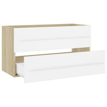 2 Piece Bathroom Furniture Set in White & Sonoma Oak