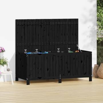 Garden Storage Box Black - 147x68x64 cm Solid Pine Wood