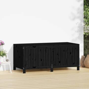 Garden Storage Box Black - 147x68x64 cm Solid Pine Wood