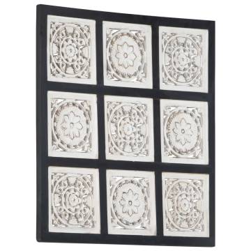 Elegant Hand-Carved Wall Panel - Black & White MDF 60x60 cm