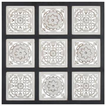 Elegant Hand-Carved Wall Panel - Black & White MDF 60x60 cm