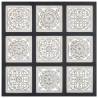 Elegant Hand-Carved Wall Panel - Black & White MDF 60x60 cm