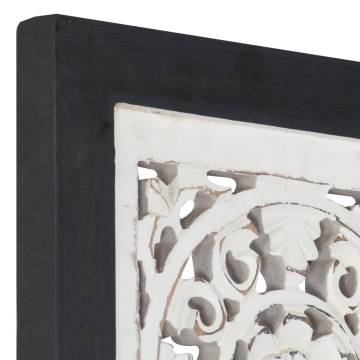 Elegant Hand-Carved Wall Panel - Black & White MDF 60x60 cm