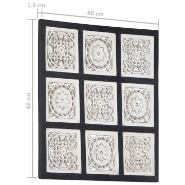 Elegant Hand-Carved Wall Panel - Black & White MDF 60x60 cm