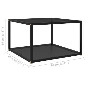 Stylish Black Coffee Table - 60x60 cm Tempered Glass